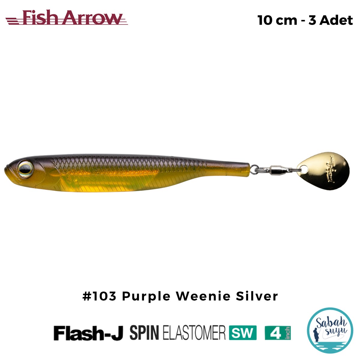 Fish Arrow Flash J Spin Elastomer SW 10cm (4'') #103 Purple Weenie Silver Silikon Balık (3 Adet)