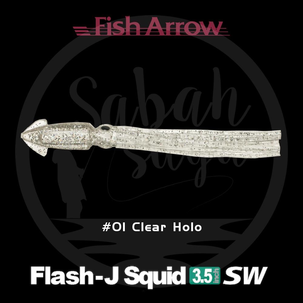 Fish Arrow Flash J Squid 9cm SW #01 Clear Holo Silikon Kalamar (5 Adet)