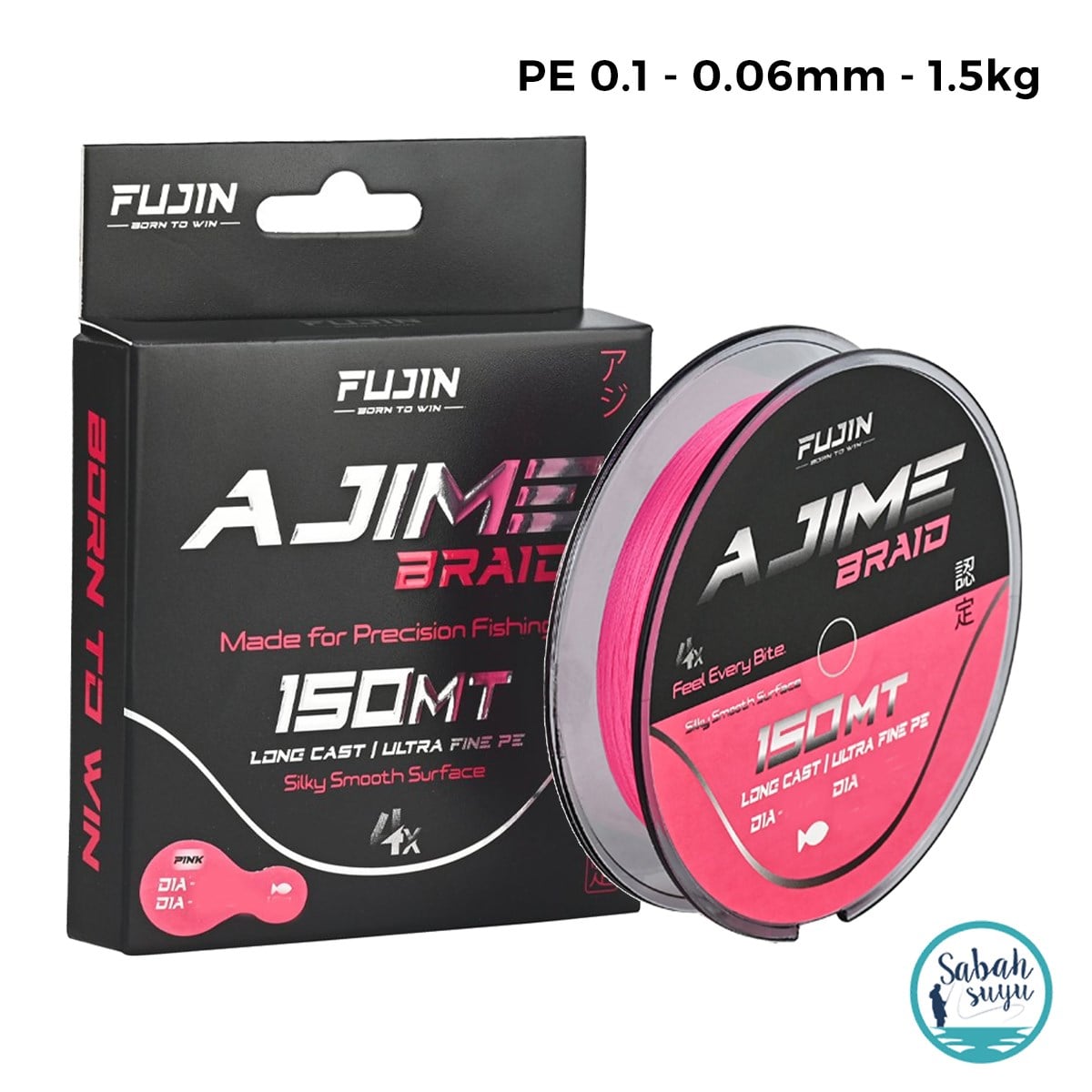 Fujin Ajime Braid 4X İp Misina PE 0.1 0.06mm 1.5kg 150mt Pink