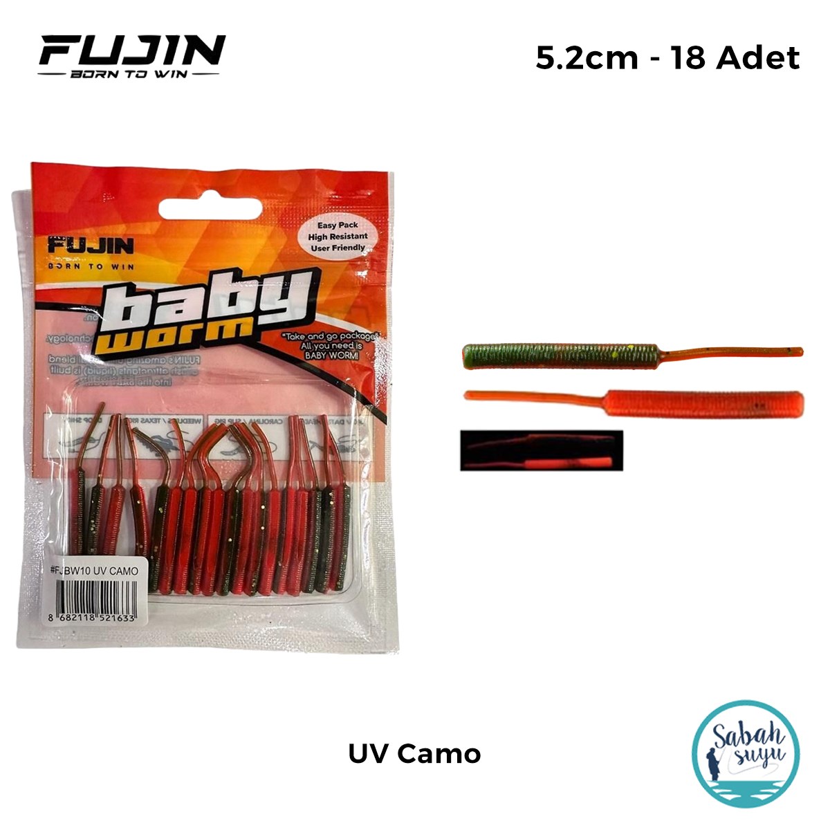 Fujin Baby Worm LRF Silikon 5.2 cm UV Camo (18 Adet)
