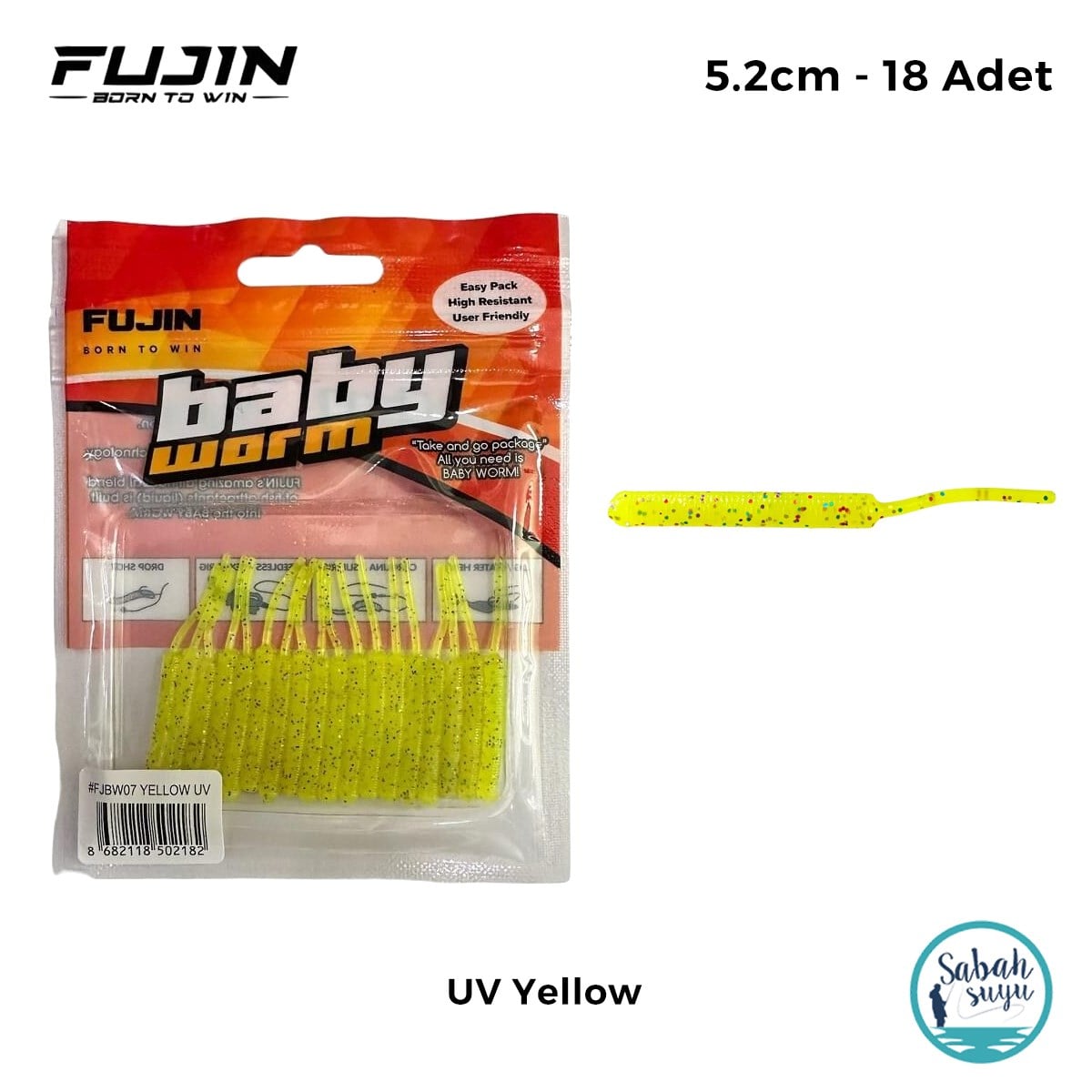 Fujin Baby Worm LRF Silikon 5.2 cm UV Yellow (18 Adet)