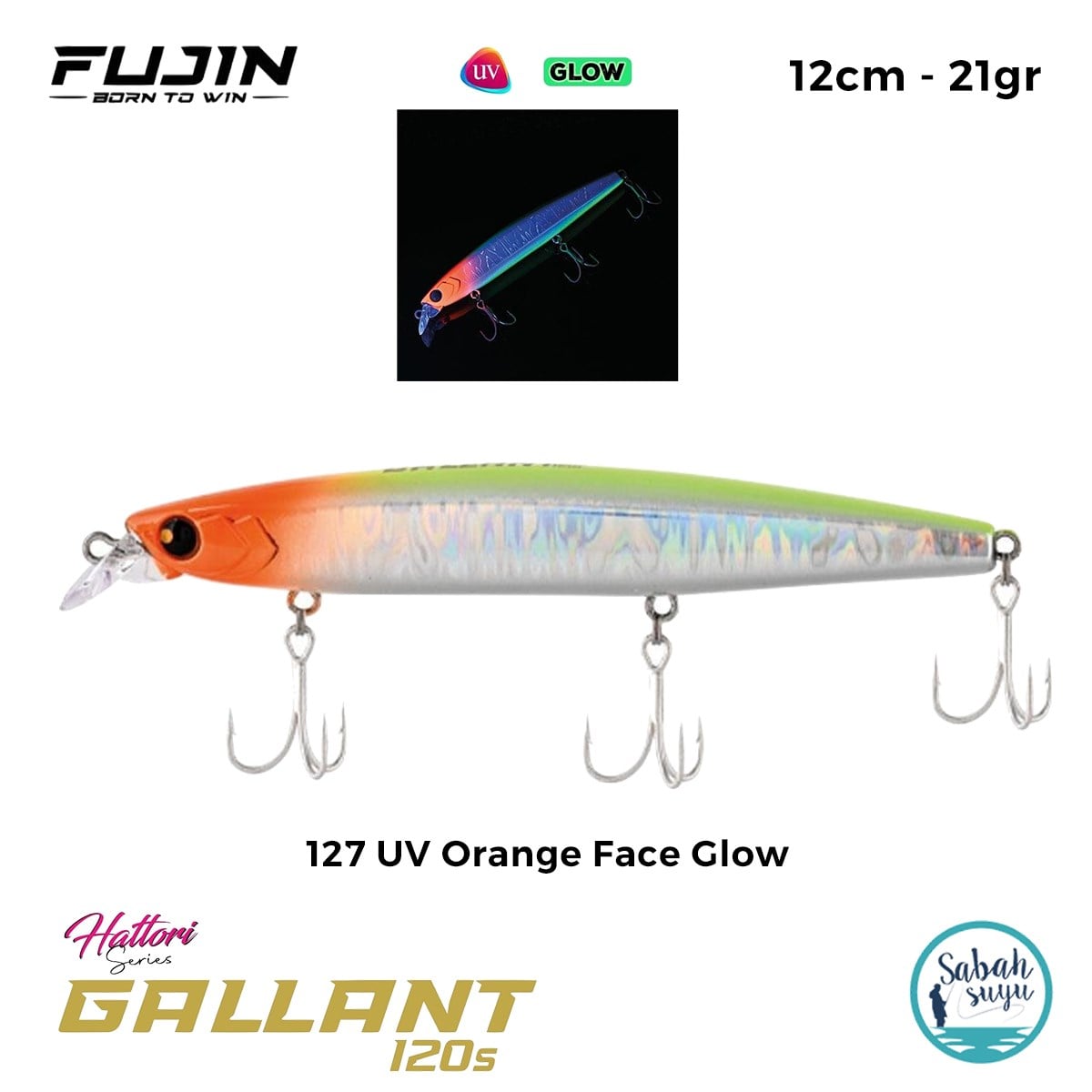 Fujin Gallant 120S 12cm 21gr Maket Balık 127 UV Orange Face Glow