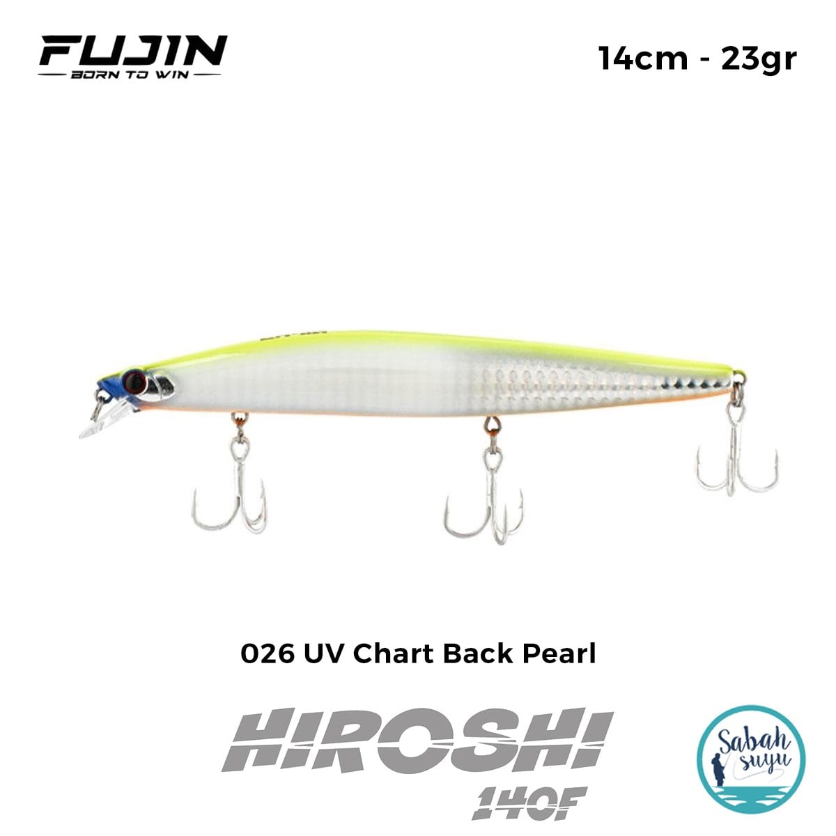 Fujin Hiroshi 140F 14cm 23gr Maket Balık 026 UV Chart Back Pearl
