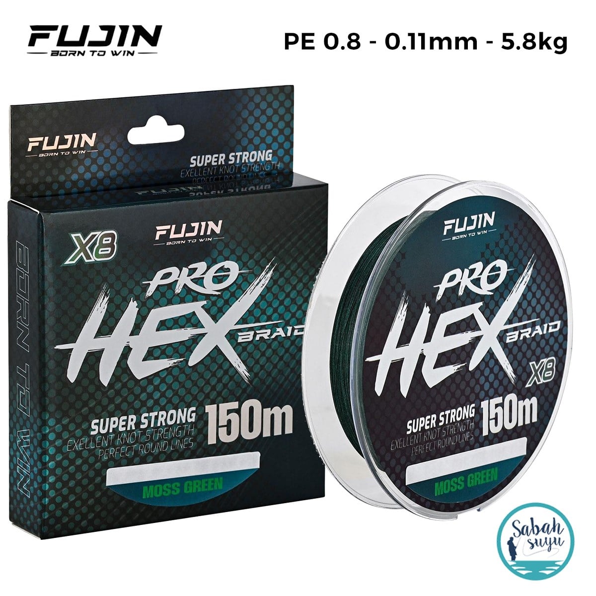 Fujin Pro Hex 8X İp Misina PE 0.8 0.11mm 5.8kg 150mt Moss Green