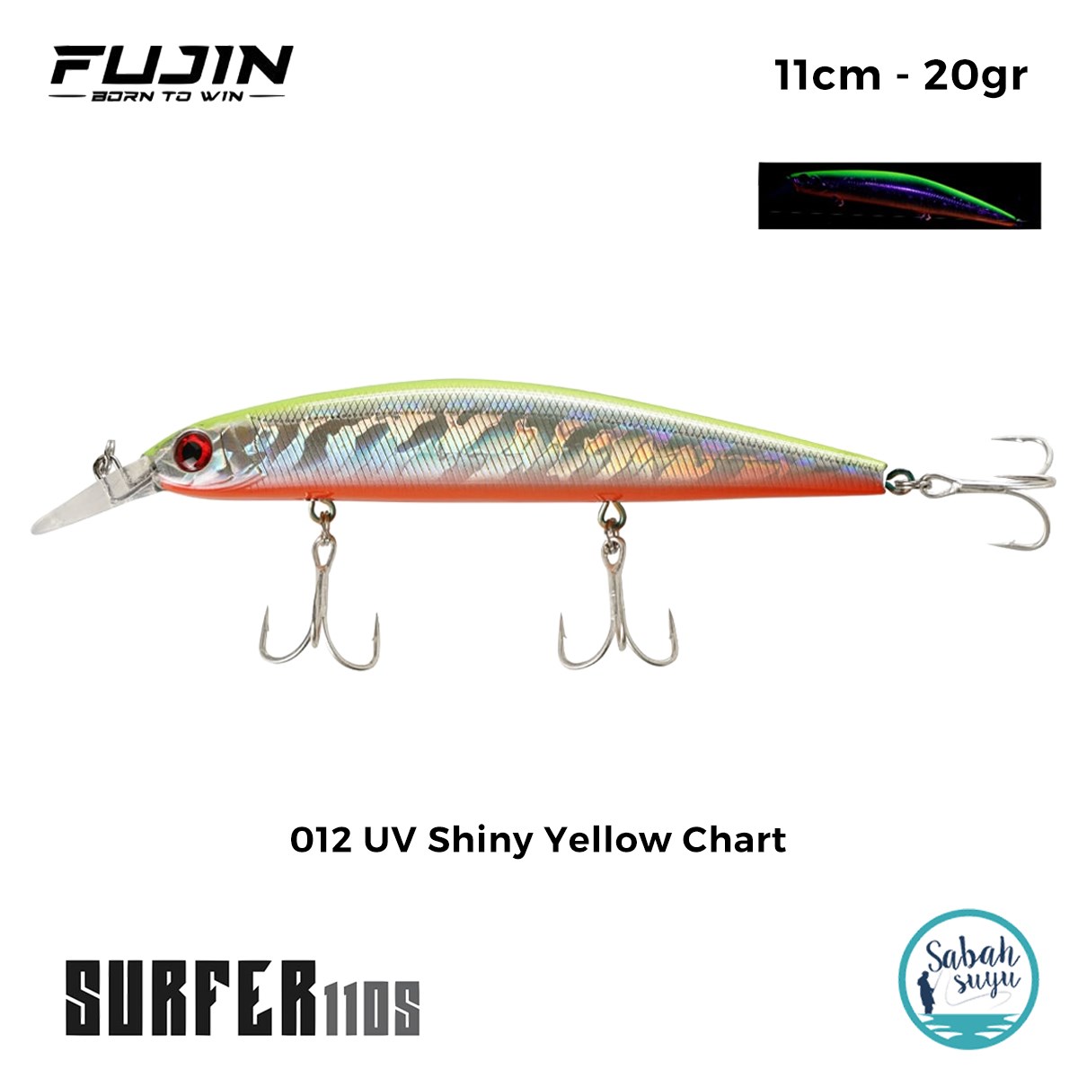 Fujin Surfer 110S 11cm 20gr Maket Balık 012 UV Shiny Yellow Chart