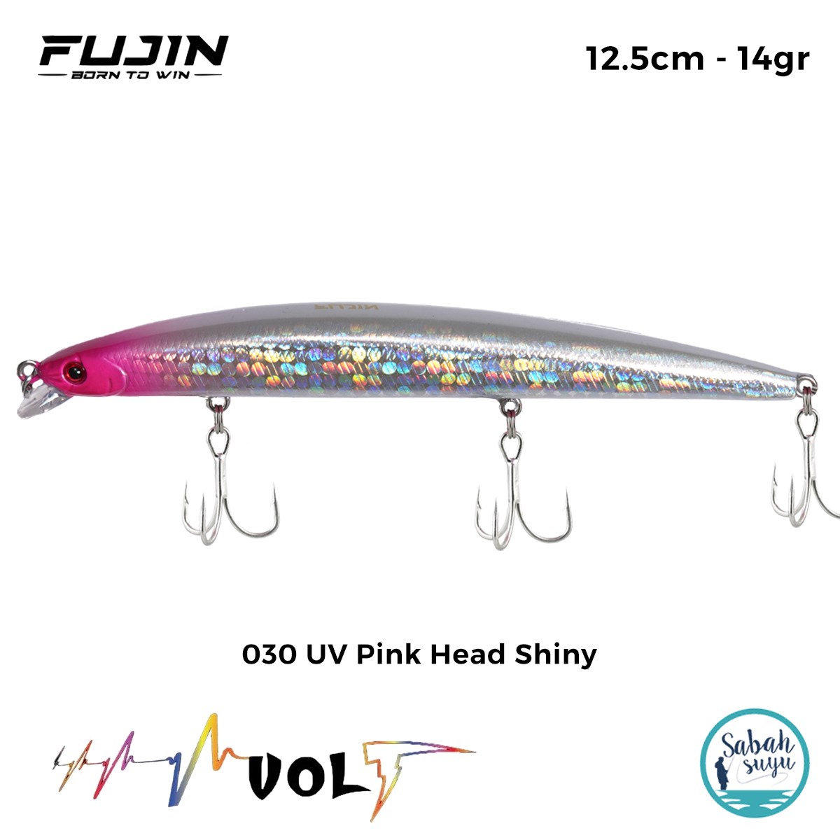 Fujin Volt VL125S 12.5cm 14gr Maket Balık 030 UV Pink Head Shiny