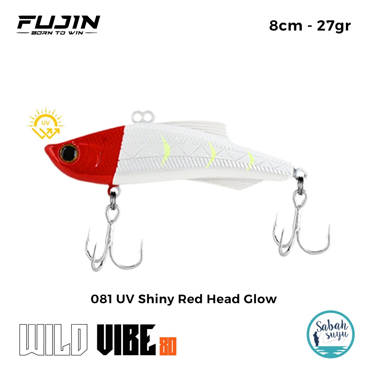 Fujin Wild Vibe 8cm 27gr Vibrasyon Suni Yem 081 UV Shiny Red Head Glow