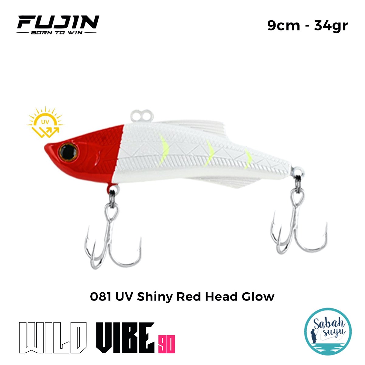 Fujin Wild Vibe 9cm 34gr Vibrasyon Suni Yem 081 UV Shiny Red Head Glow