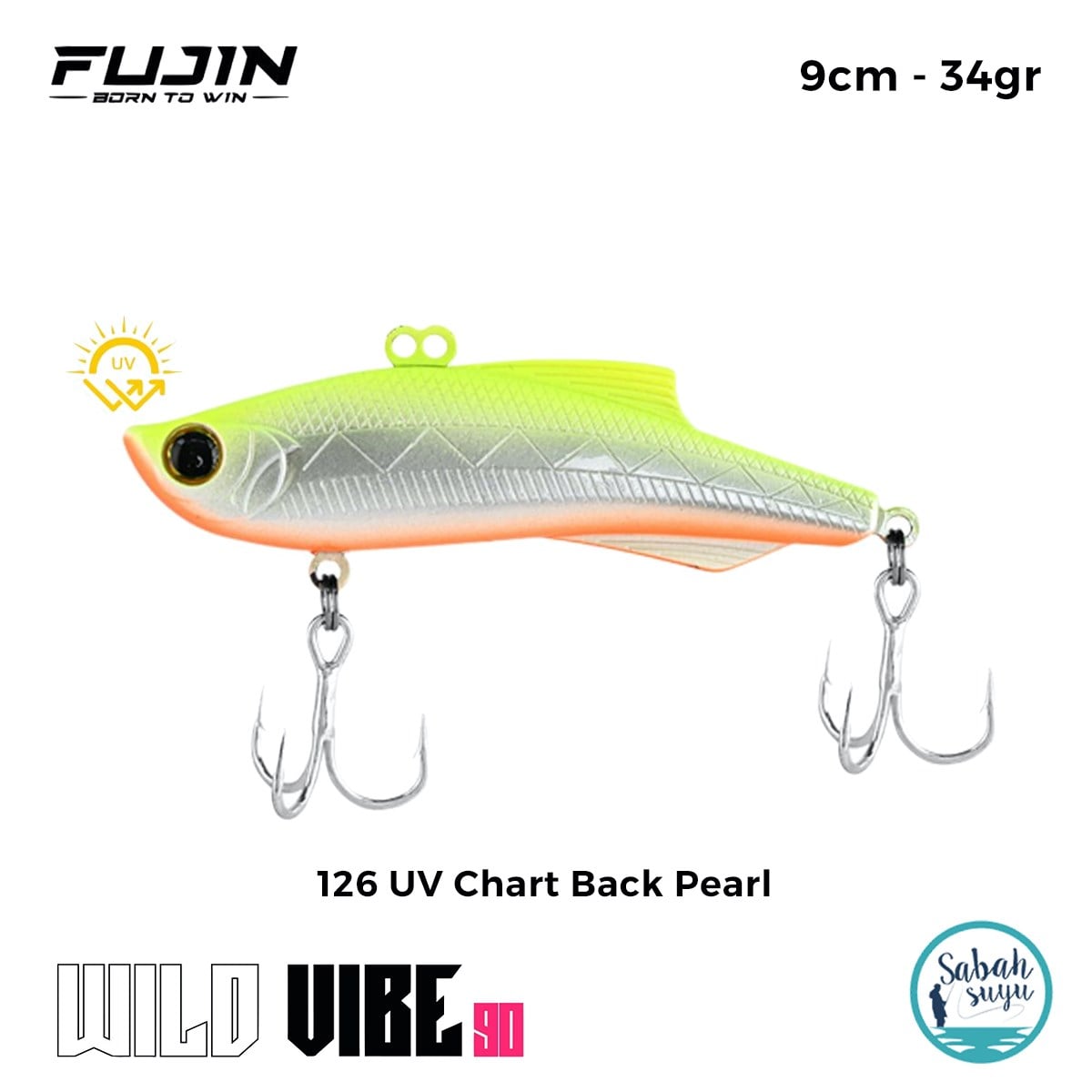 Fujin Wild Vibe 9cm 34gr Vibrasyon Suni Yem 126 UV Chart Back Pearl