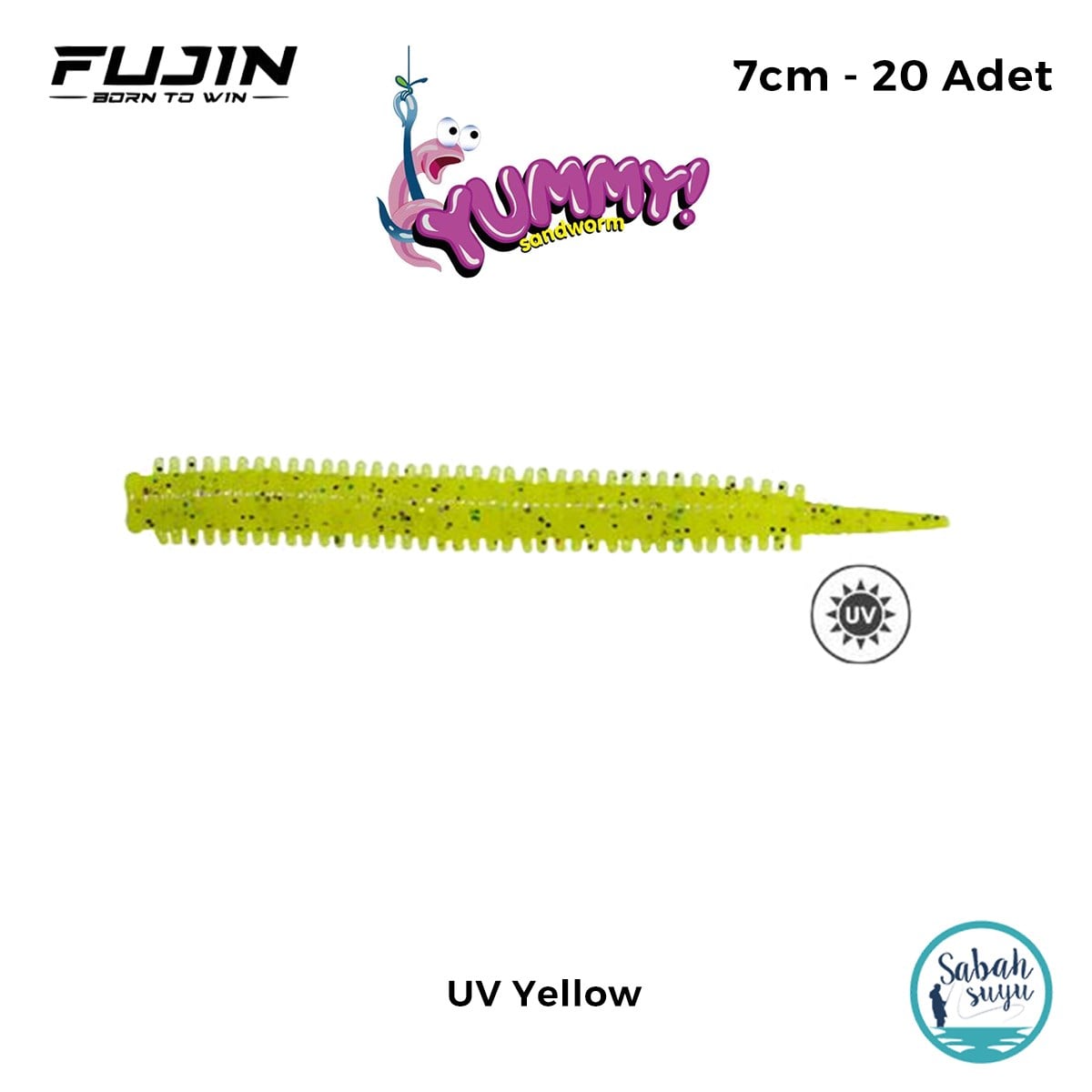 Fujin Yummy Sandworm LRF Silikon 7 cm UV Yellow (20 Adet)