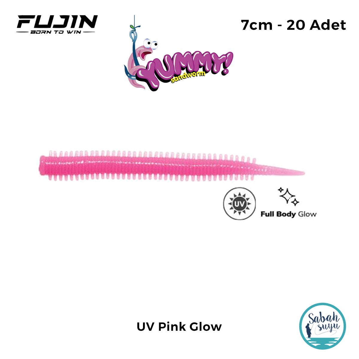 Fujin Yummy Sandworm LRF Silikon 7 cm UV Pink Glow (20 Adet)