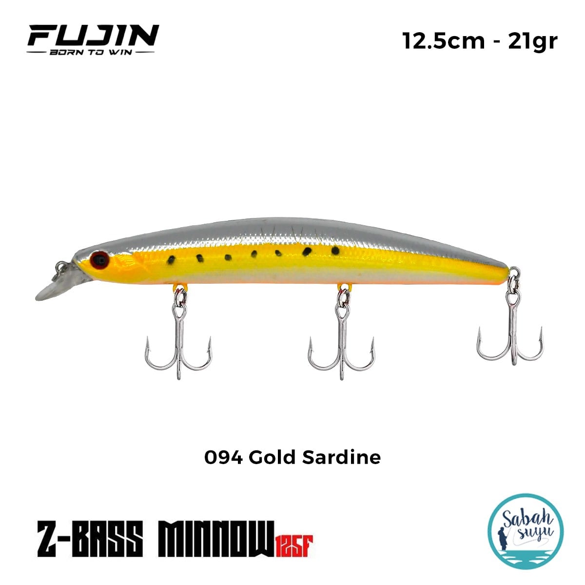 Fujin Z-Bass Minnow 125F 12.5cm 21gr #094 Gold Sardine Maket Balık