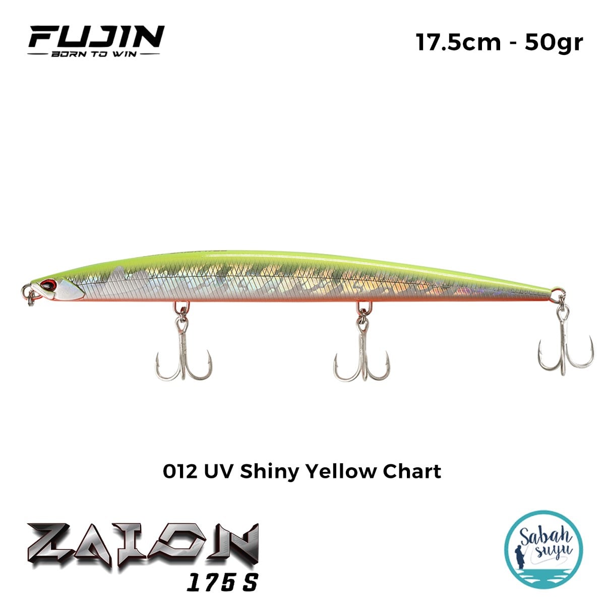 Fujin Zaion 175S 17.5cm 50gr Maket Balık 012 UV Shiny Yellow Chart