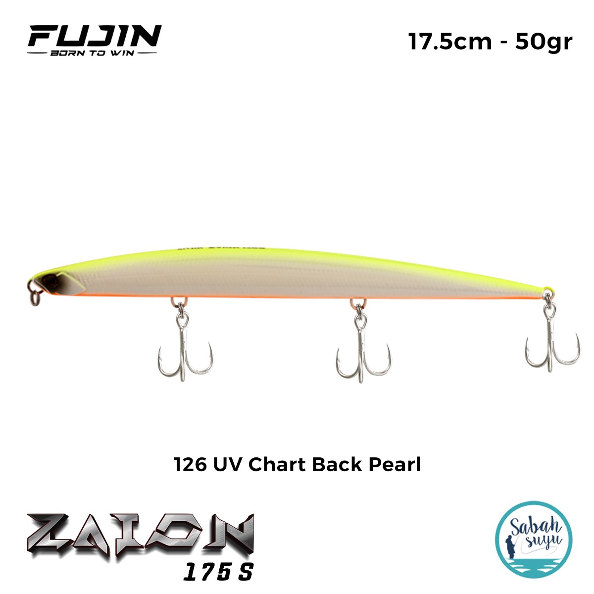 Fujin Zaion 175S 17.5cm 50gr Maket Balık 126 UV Chart Back Pearl