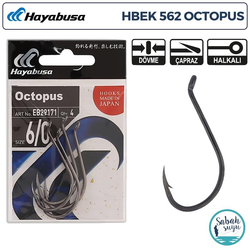 Hayabusa HBEK 562 Octopus Delikli İğne Siyah #6/0 (4 Adet)