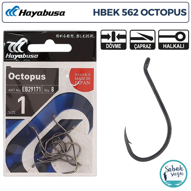 Hayabusa HBEK 562 Octopus Delikli İğne Siyah #1 (8 Adet)