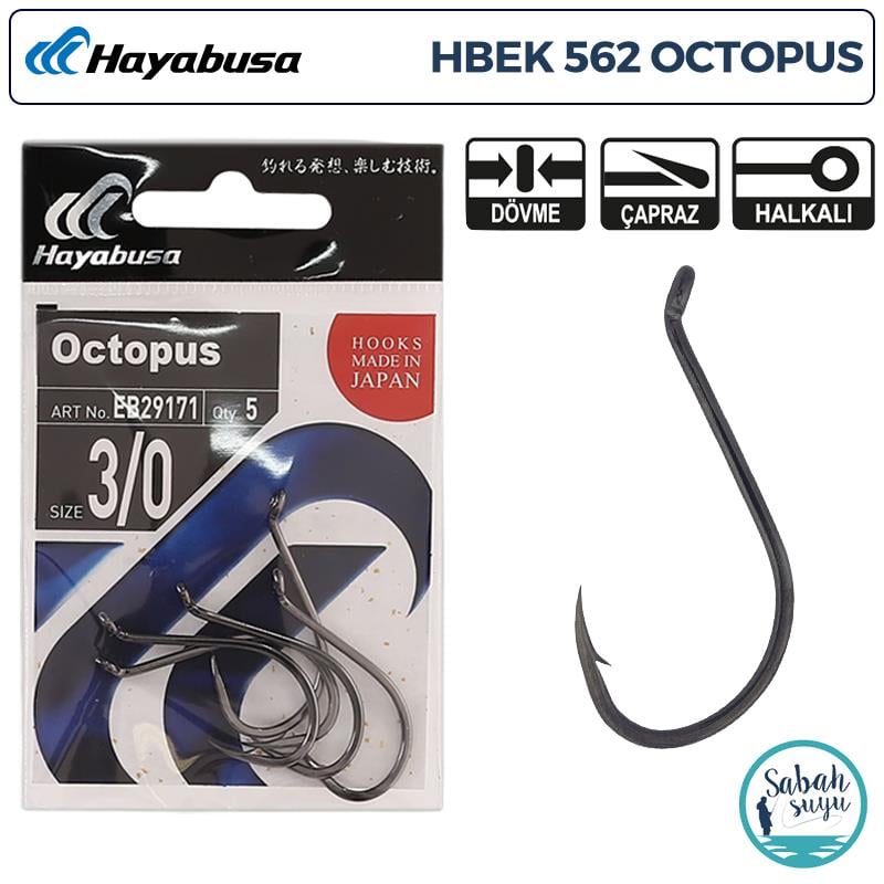Hayabusa HBEK 562 Octopus Delikli İğne Siyah #3/0 (5 Adet)