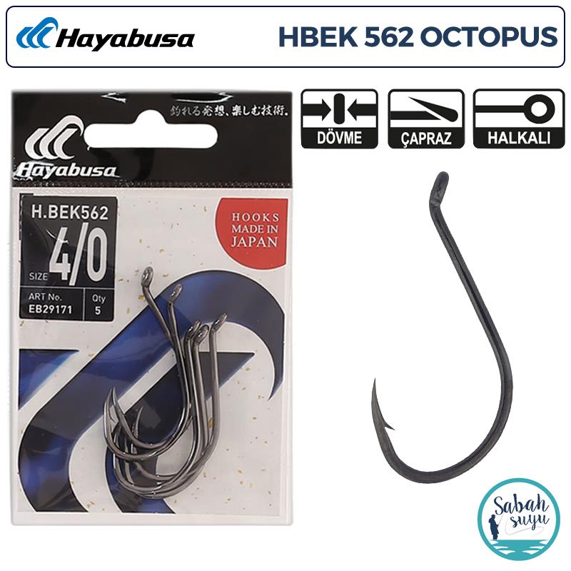 Hayabusa HBEK 562 Octopus Delikli İğne Siyah #4/0 (5 Adet)