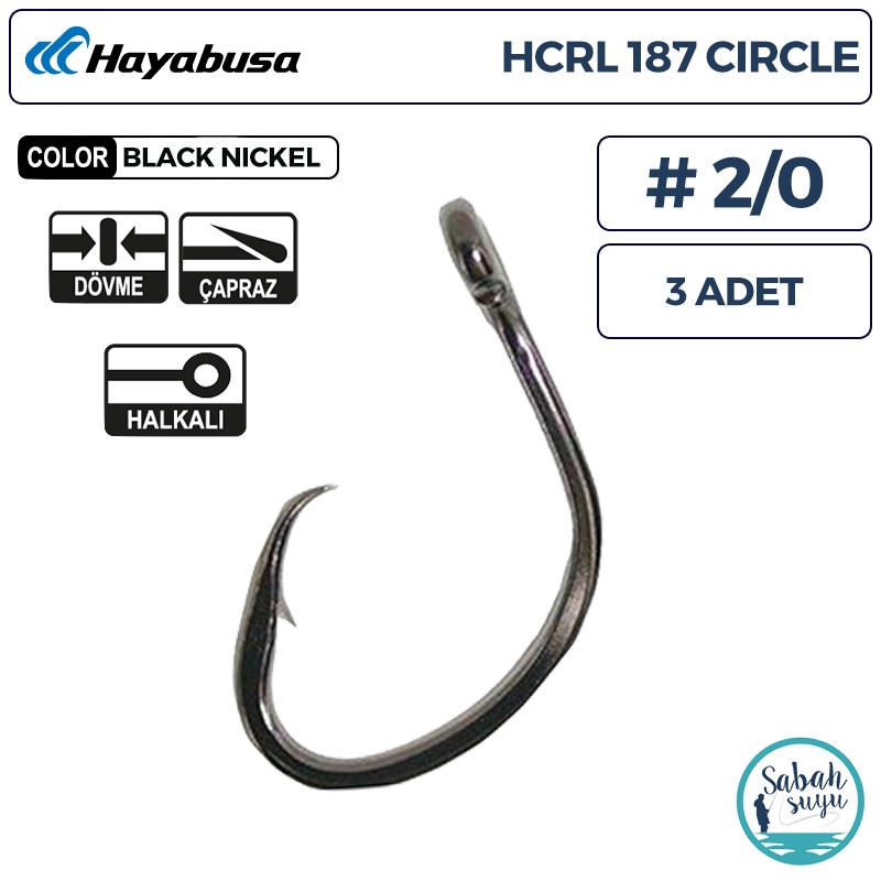 Hayabusa HCRL 187 Delikli Circle İğne Siyah #2/0 (3 Adet)