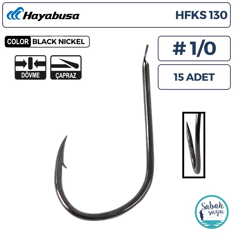 Hayabusa HFKS 130 Kısa P. Dövme Çapraz İğne Siyah #1/0 (15 Adet)
