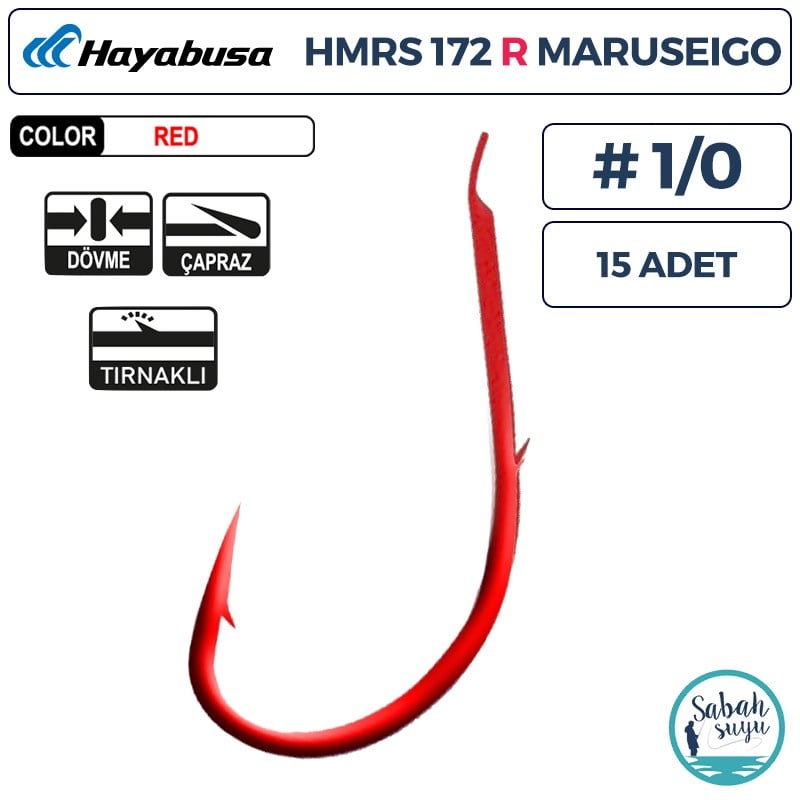 Hayabusa HMRS 172 Tırnaklı İğne Kırmızı #1/0 (15 Adet)