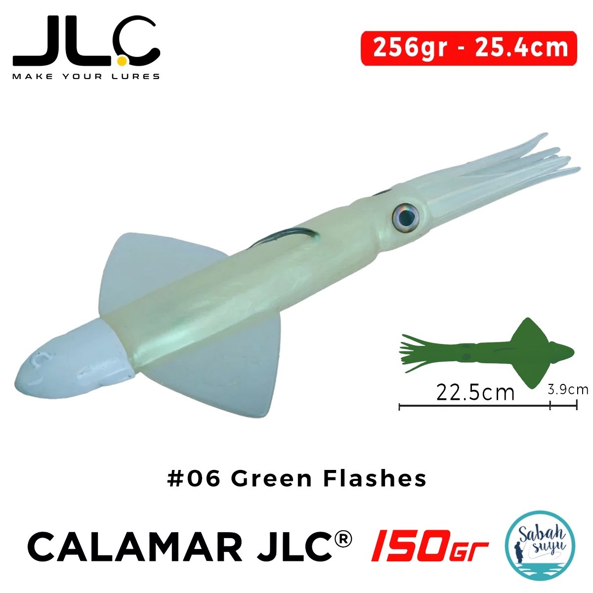 JLC Calamar 150 Set 26.4cm 256gr #06 Green Flashes Silikon Kalamar