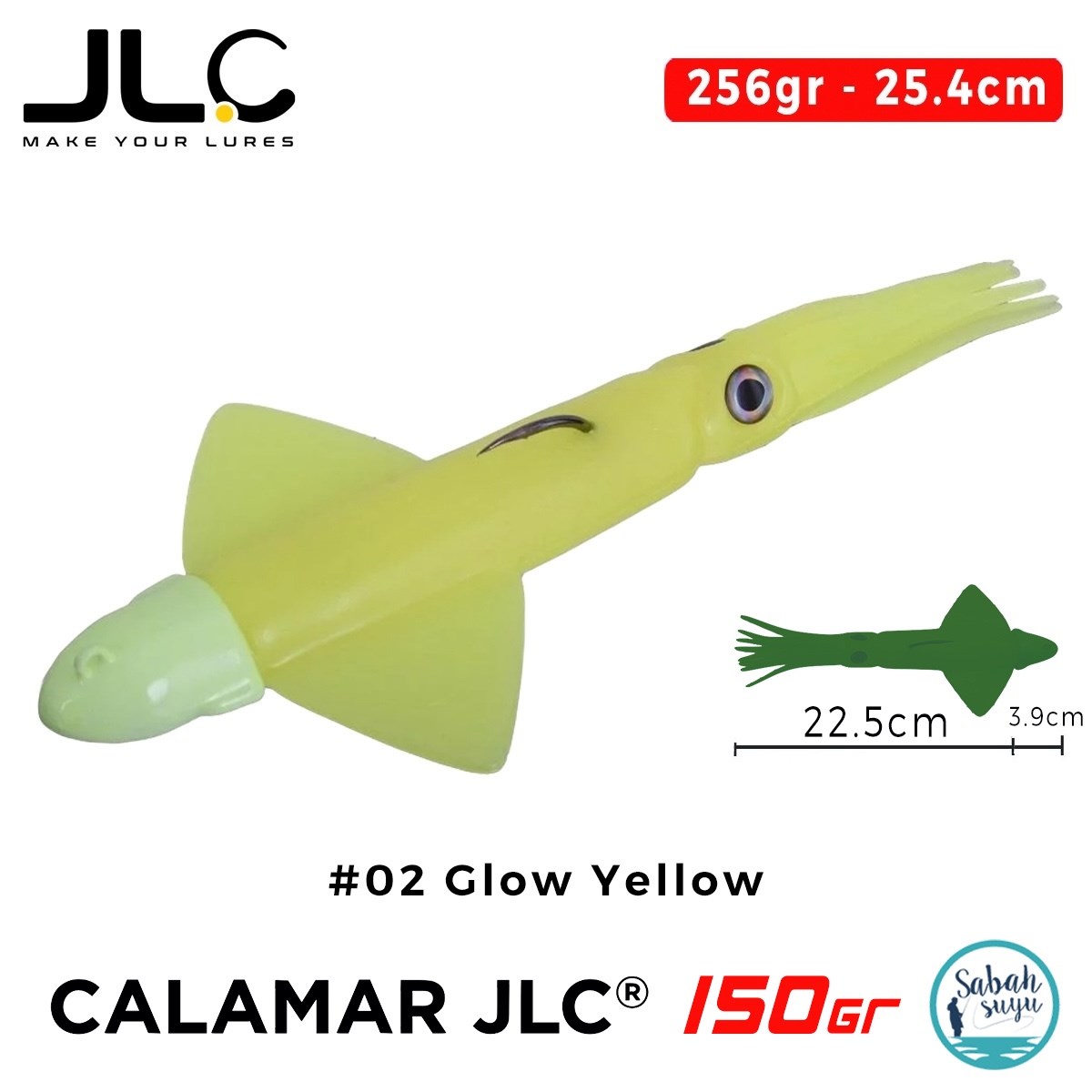 JLC Calamar 150 Set 26.4cm 256gr #02 Glow Yellow Silikon Kalamar