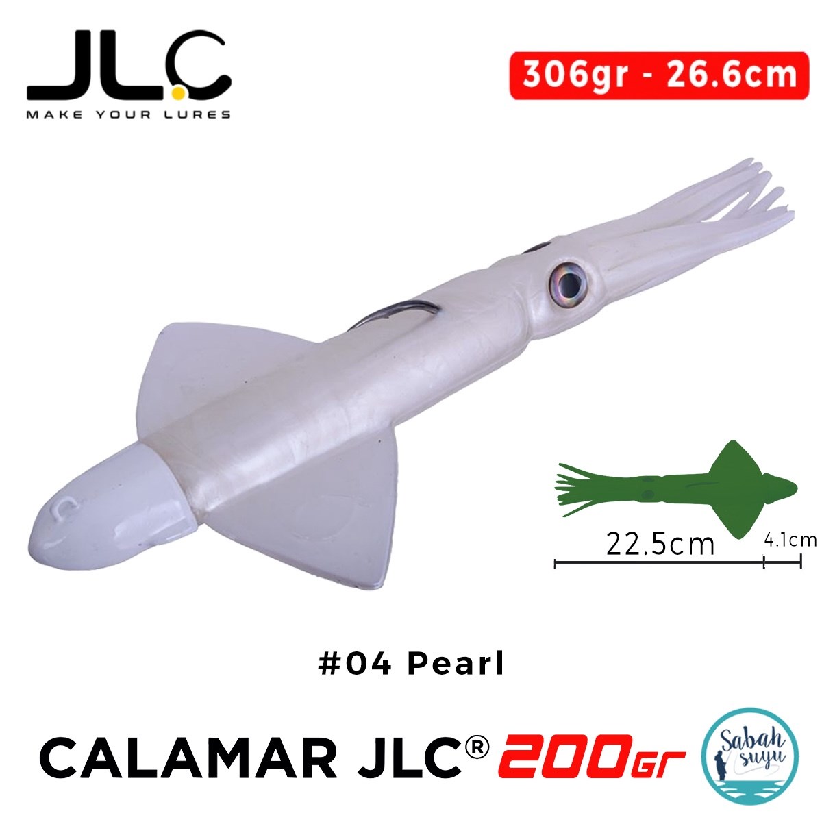 JLC Calamar 200 Set 26.6cm 306gr #04 Pearl Silikon Kalamar