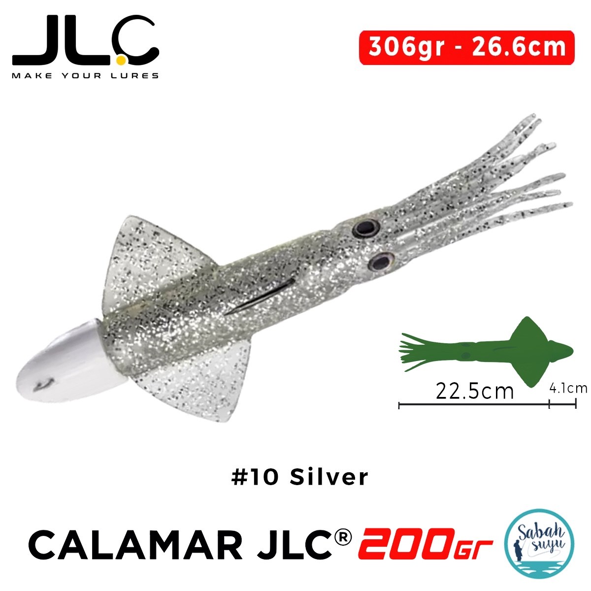 JLC Calamar 200 Set 26.6cm 306gr #10 Silver Silikon Kalamar
