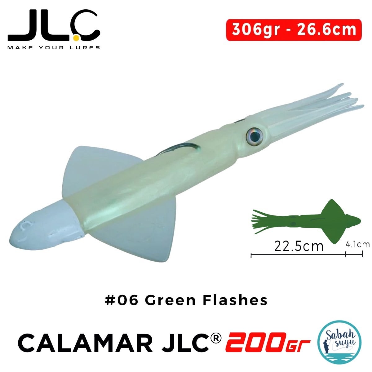 JLC Calamar 200 Set 26.6cm 306gr #06 Green Flashes Silikon Kalamar