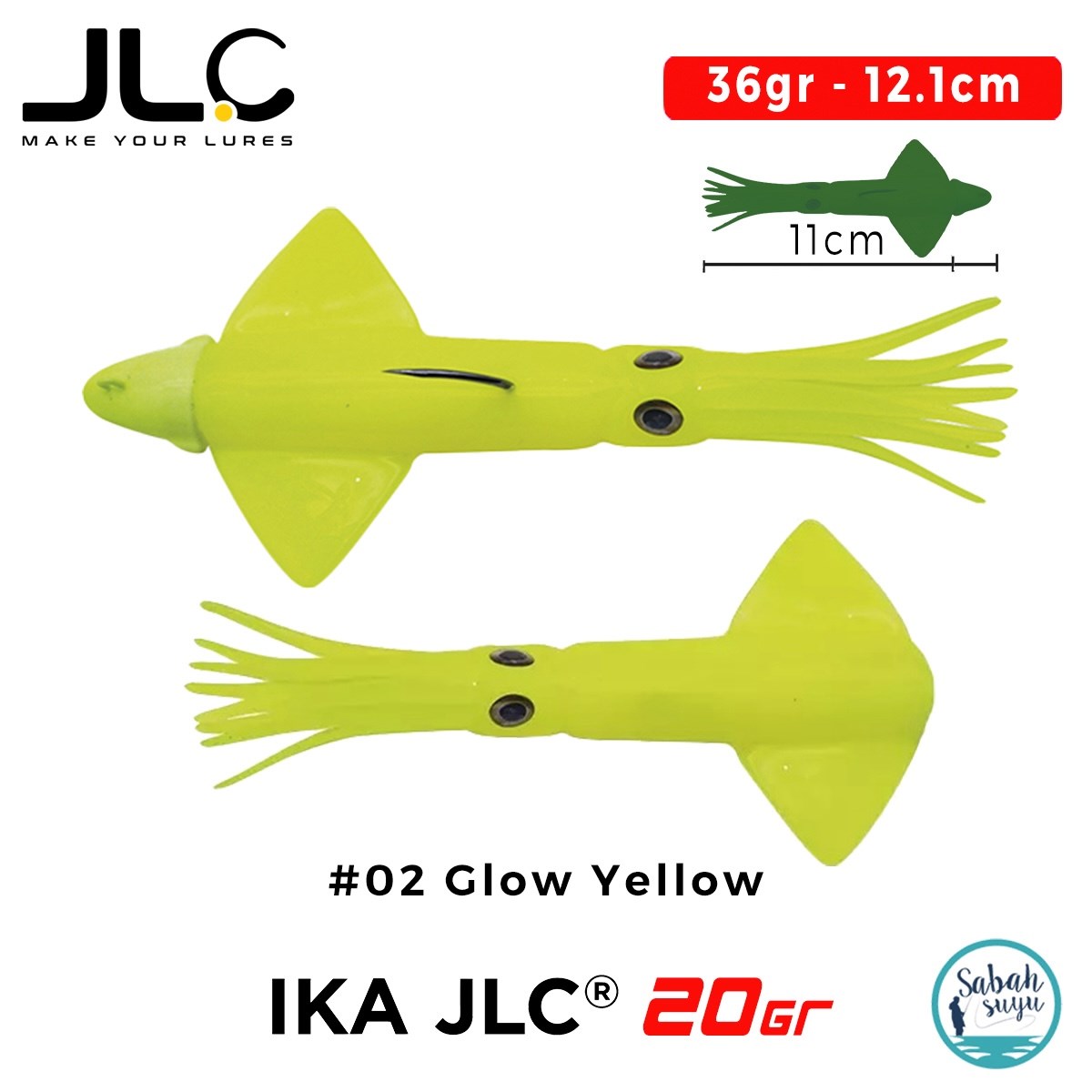 JLC IKA 20 Combo Set 36gr 12.1cm #02 Glow Yellow (2+1) Silikon Kalamar