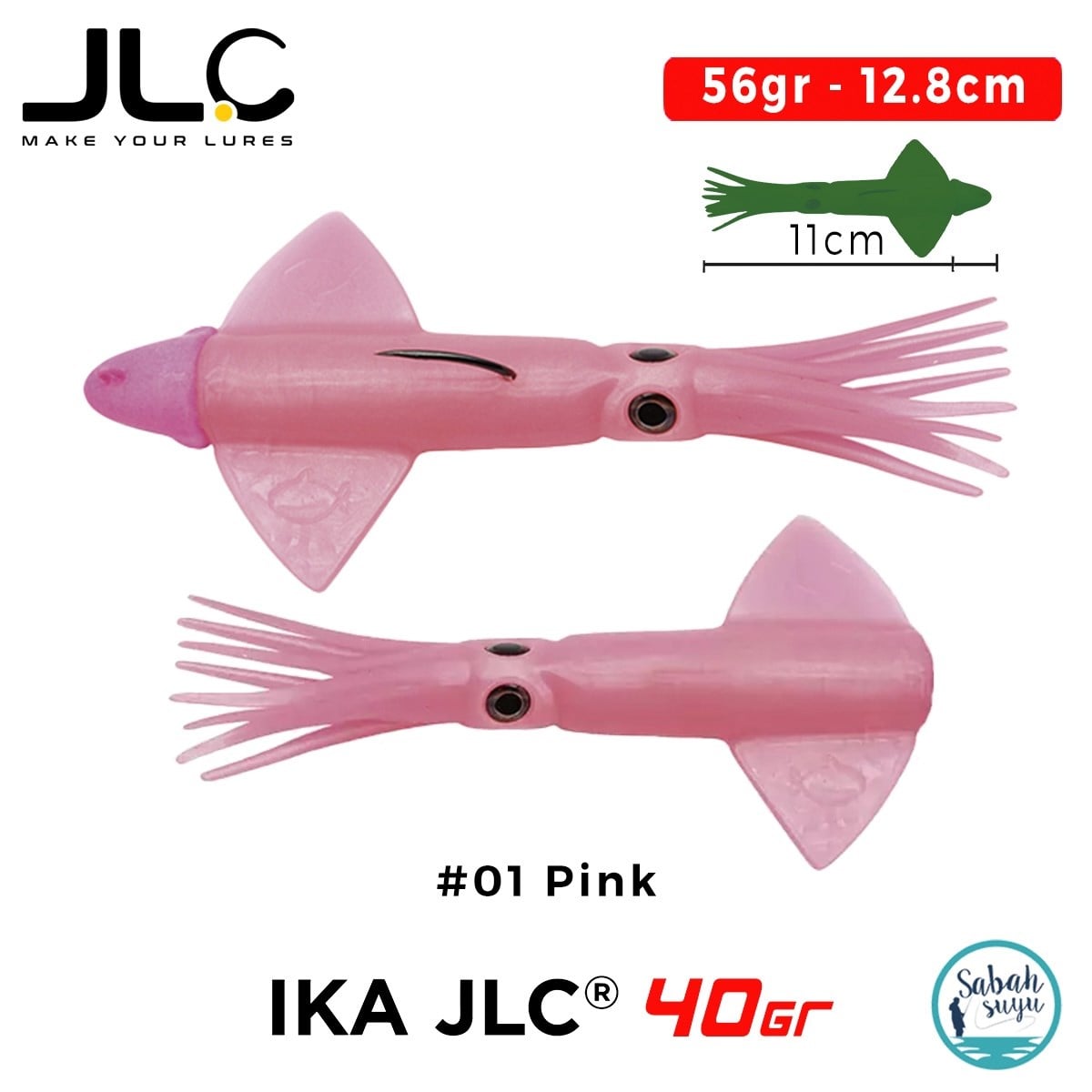 JLC IKA 40 Combo Set 56gr 12.8cm #01 Pink (2+1) Silikon Kalamar