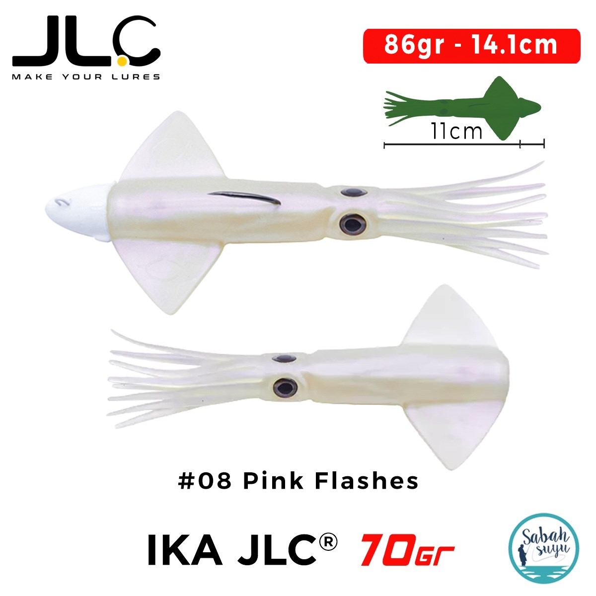 JLC IKA 70 Combo Set 86gr 14.1cm #08 Pink Flashes (2+1) Silikon Kalamar