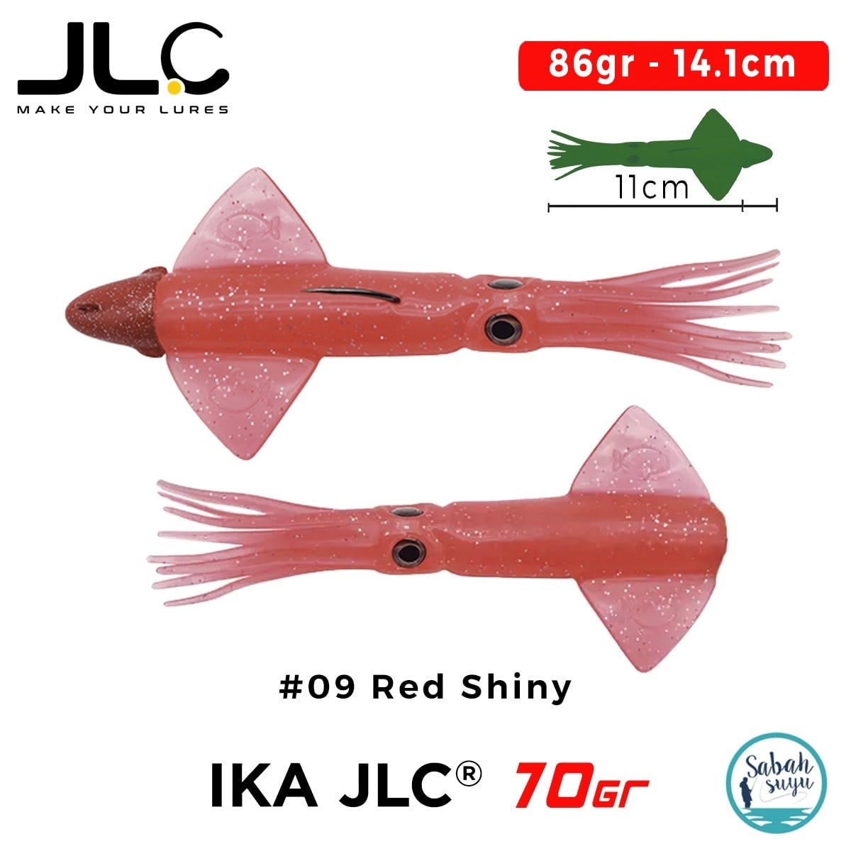 JLC IKA 70 Combo Set 86gr 14.1cm #09 Red Shiny (2+1) Silikon Kalamar