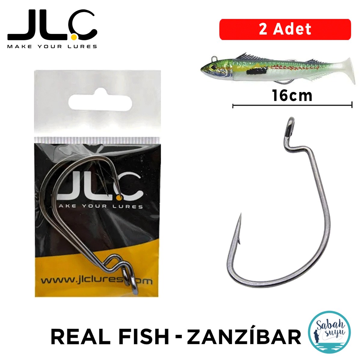 JLC Real Fish 16cm / Zanzibar Offset Texas Kafa İğnesi (2 Adet)