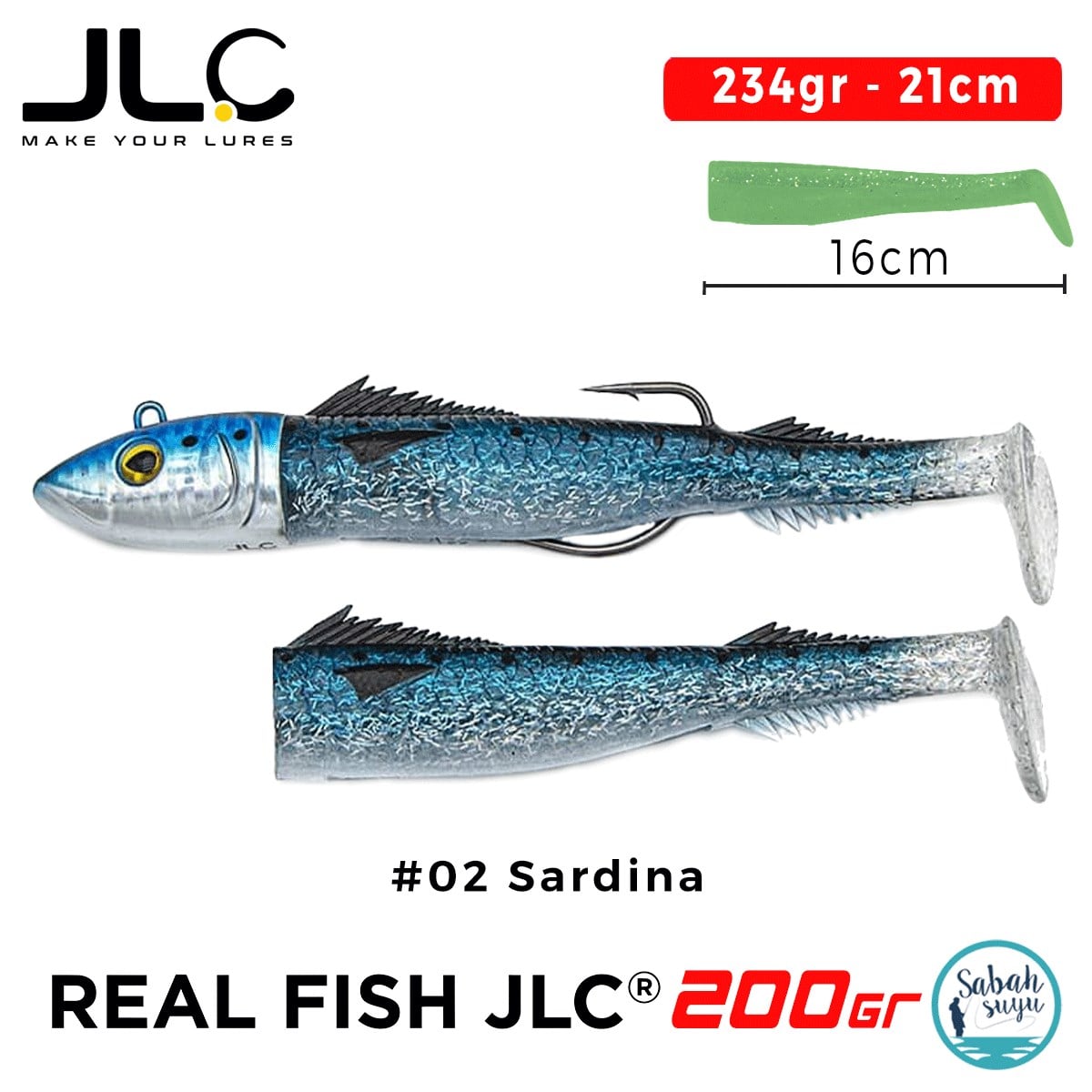 JLC Real Fish 200 Combo Set 234gr 21cm #02 Sardina (2+1) Silikon Balık