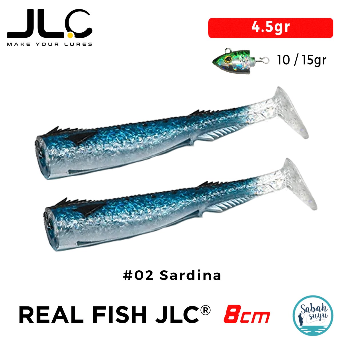 JLC Real Fish 8cm 4.5gr #02 Sardina Silikon Kuyruk (2 Adet)