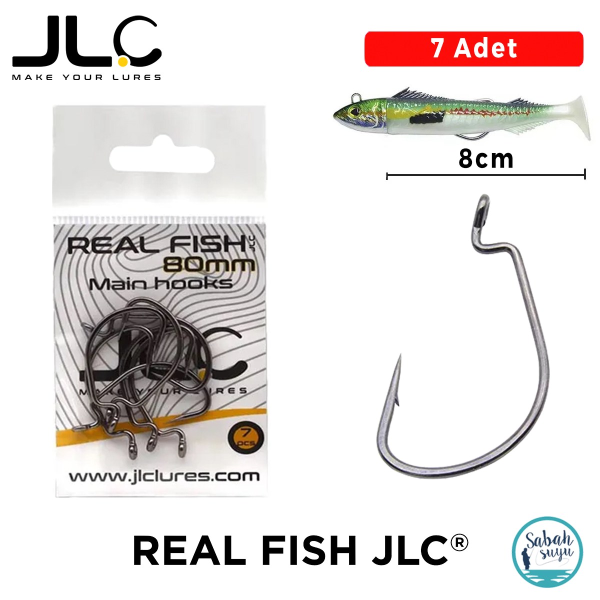 JLC Real Fish 8cm Offset Kafa İğnesi (7 Adet)