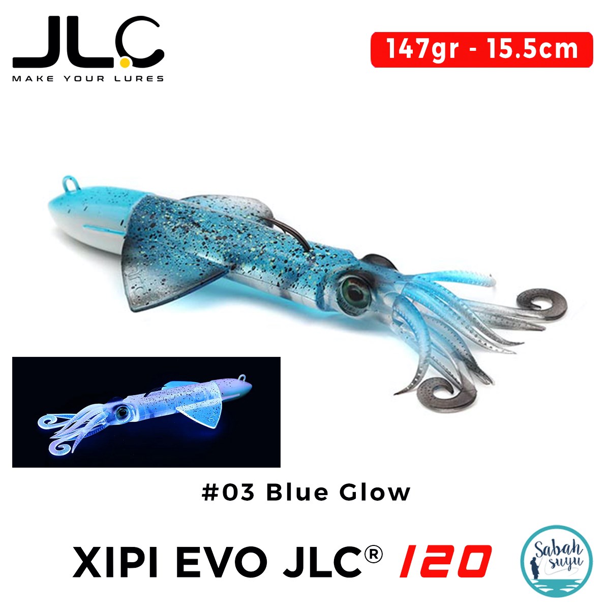 JLC Xipi Evo 120 Set 147gr 15.5cm #03 Blue Glow Silikon Kalamar