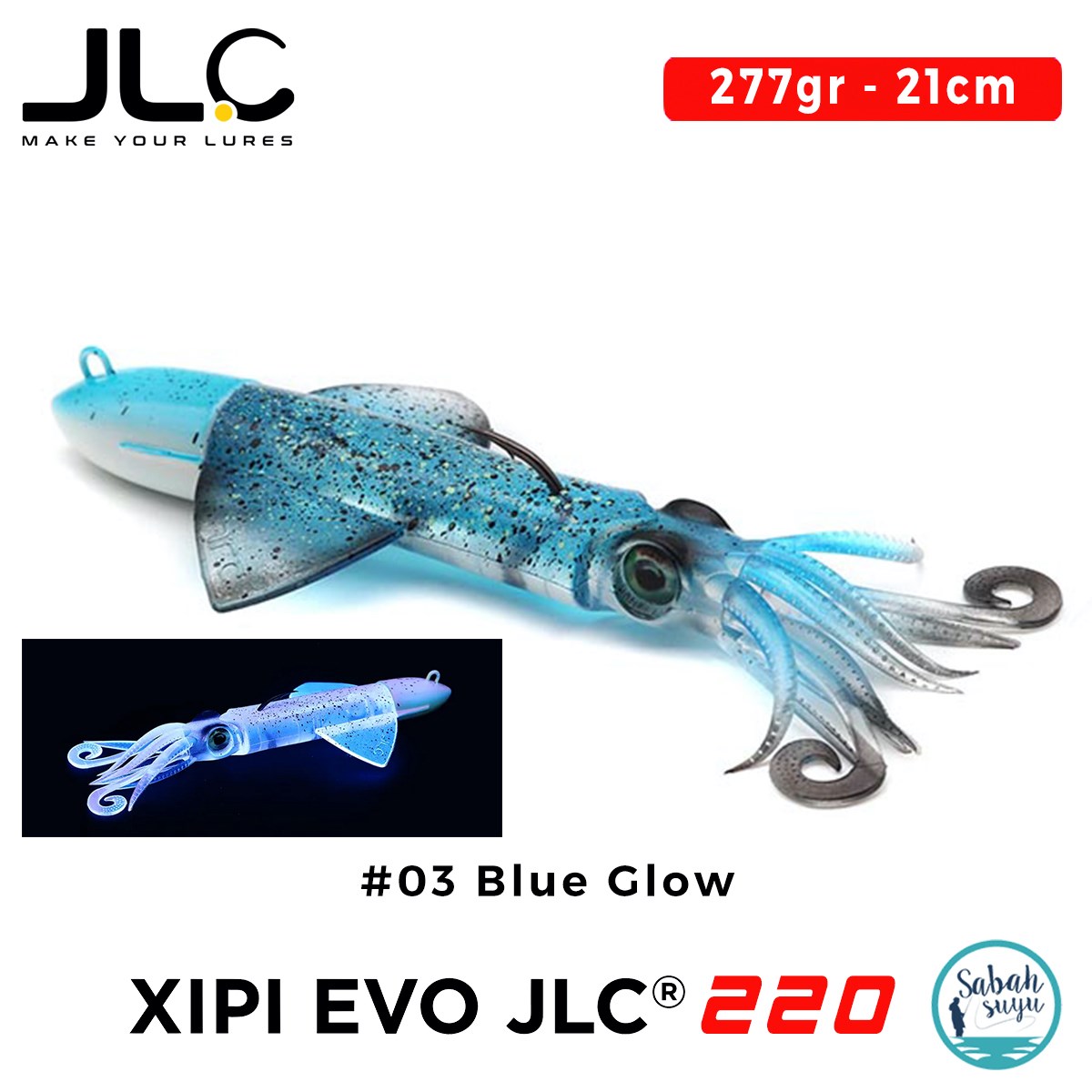 JLC Xipi Evo 220 Set 277gr 21cm #03 Blue Glow Silikon Kalamar