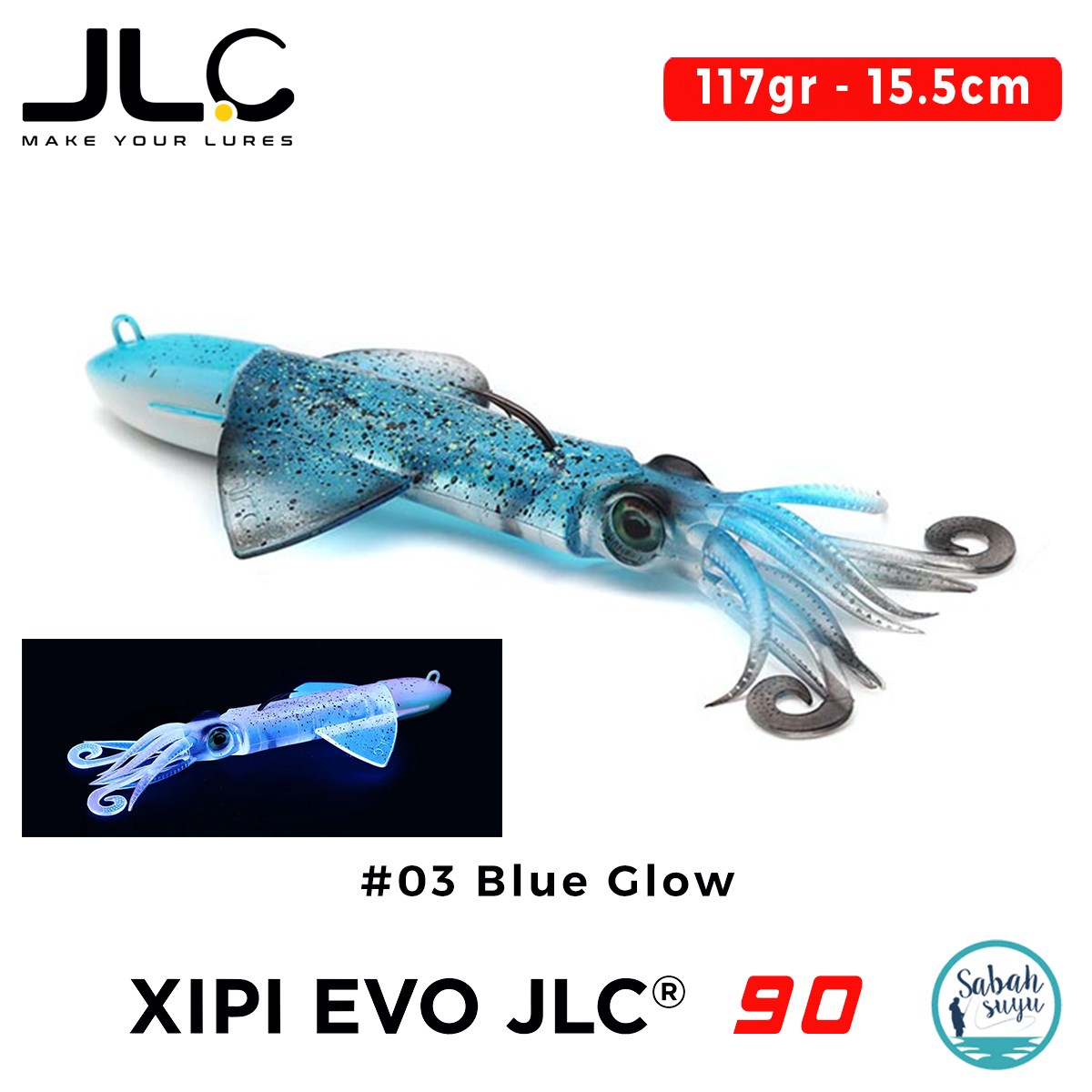 JLC Xipi Evo 90 Set 117gr 15.5cm #03 Blue Glow Silikon Kalamar