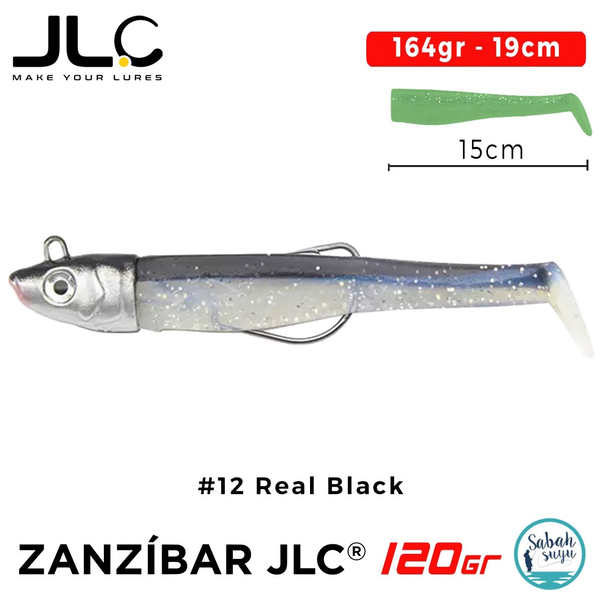 JLC Zanzibar 120 Set 164gr 19cm #12 Real Black Silikon Balık