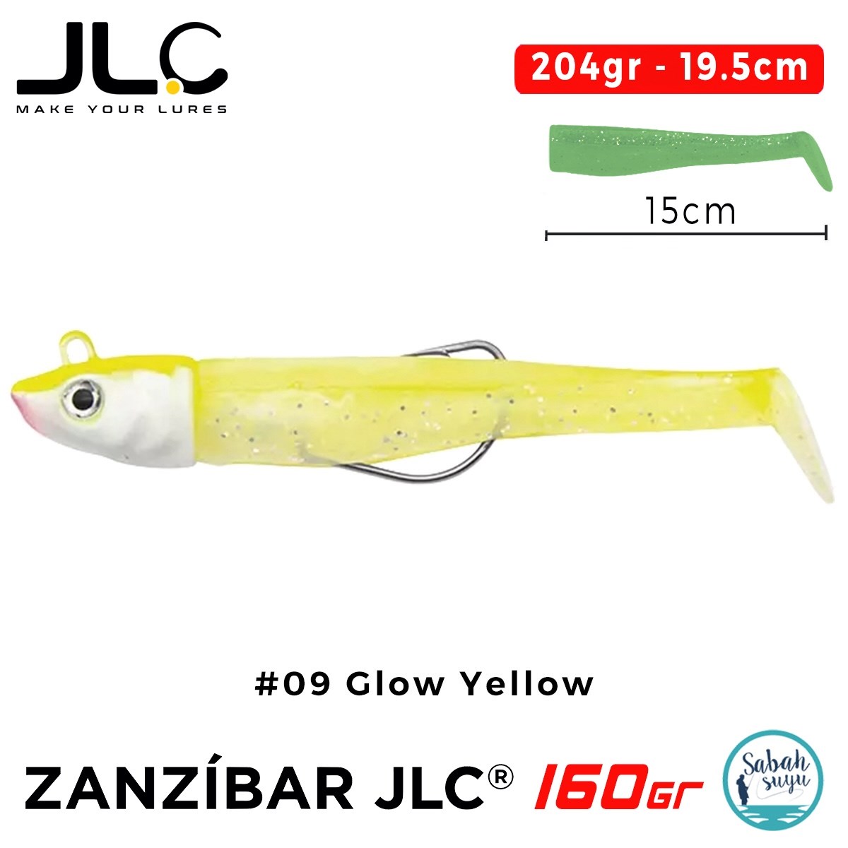 JLC Zanzibar 160 Set 204gr 19.5cm #09 Glow Yellow Silikon Balık