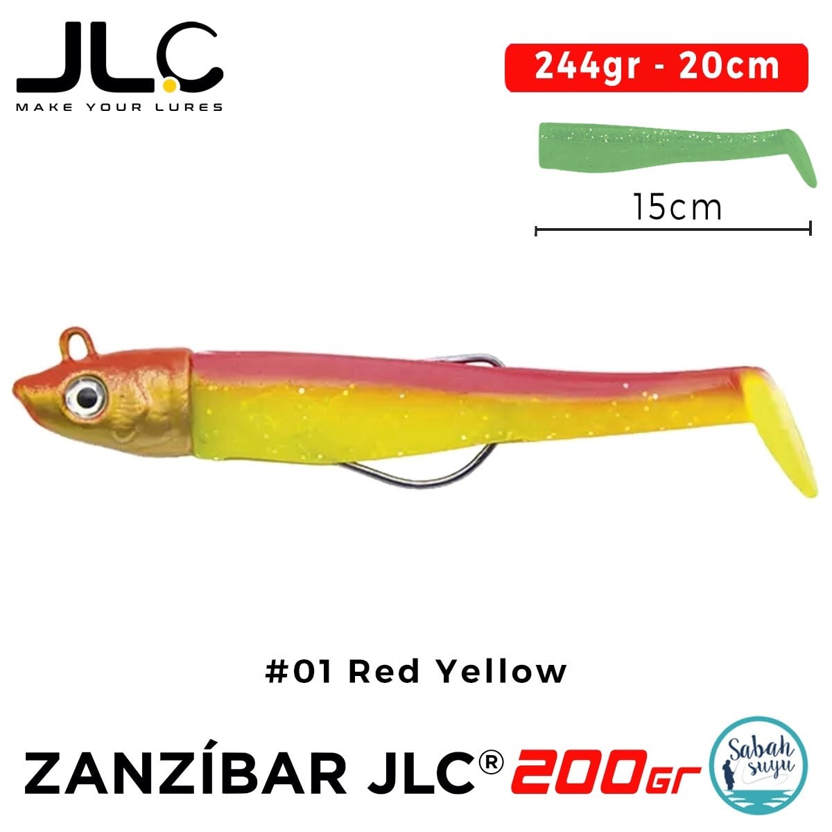 JLC Zanzibar 200 Set 244gr 20cm #01 Red Yellow Silikon Balık