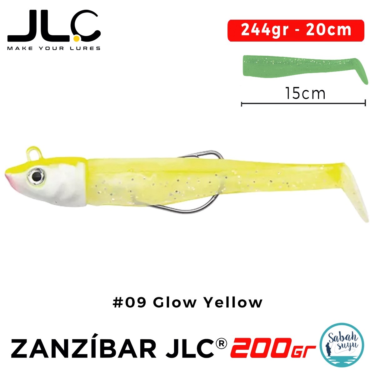 JLC Zanzibar 200 Set 244gr 20cm #09 Glow Yellow Silikon Balık