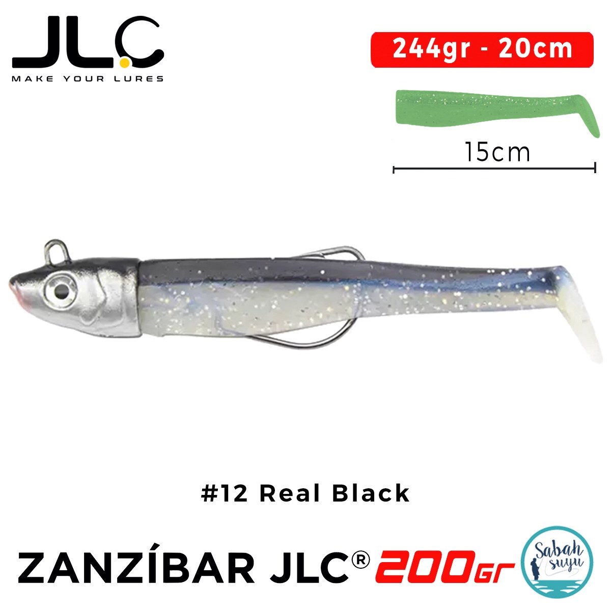 JLC Zanzibar 200 Set 244gr 20cm #12 Real Black Silikon Balık