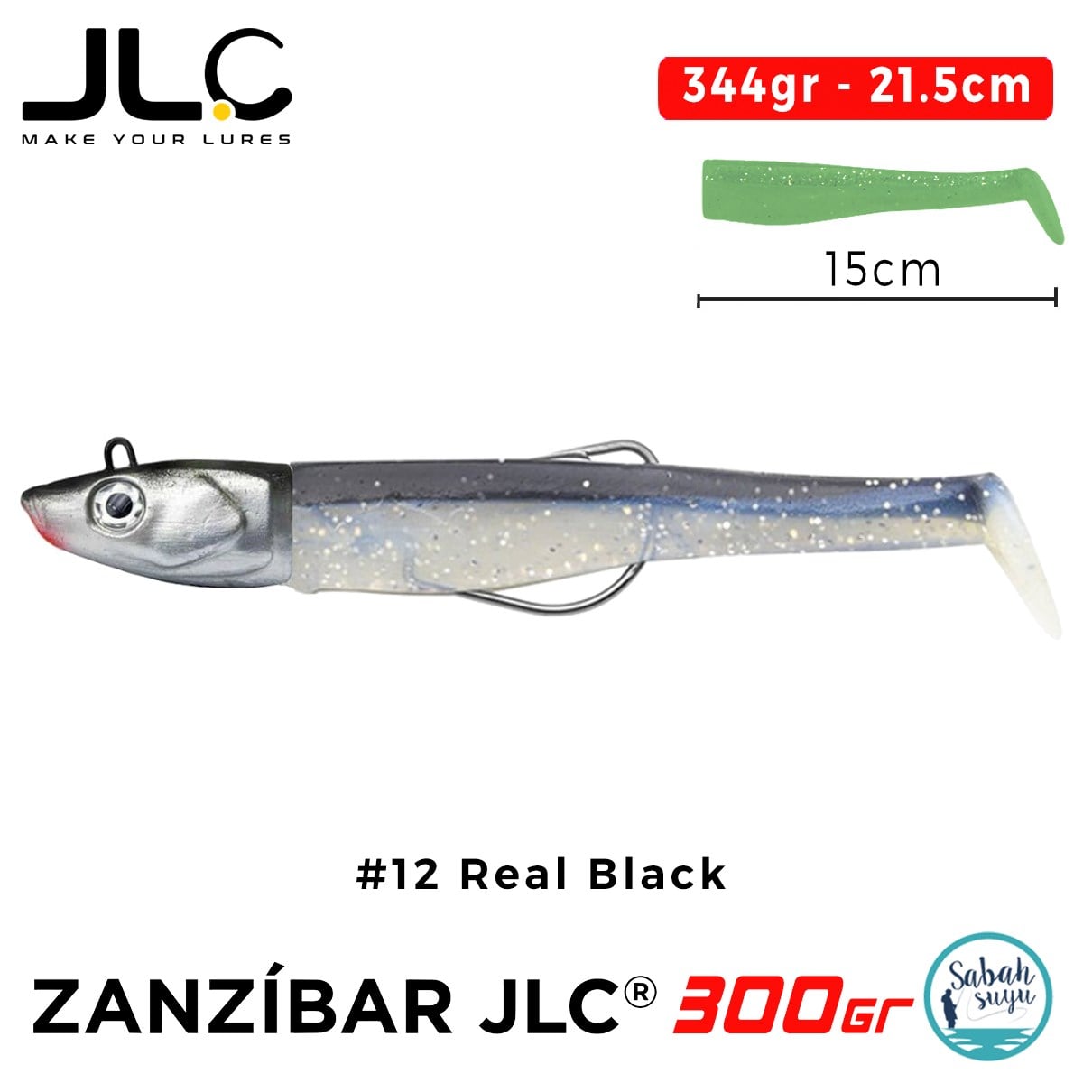 JLC Zanzibar 300 Set 344gr 21.5cm #12 Real Black Silikon Balık