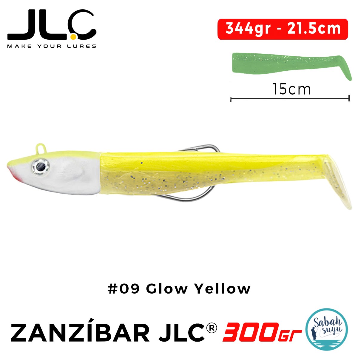 JLC Zanzibar 300 Set 344gr 21.5cm #09 Glow Yellow Silikon Balık