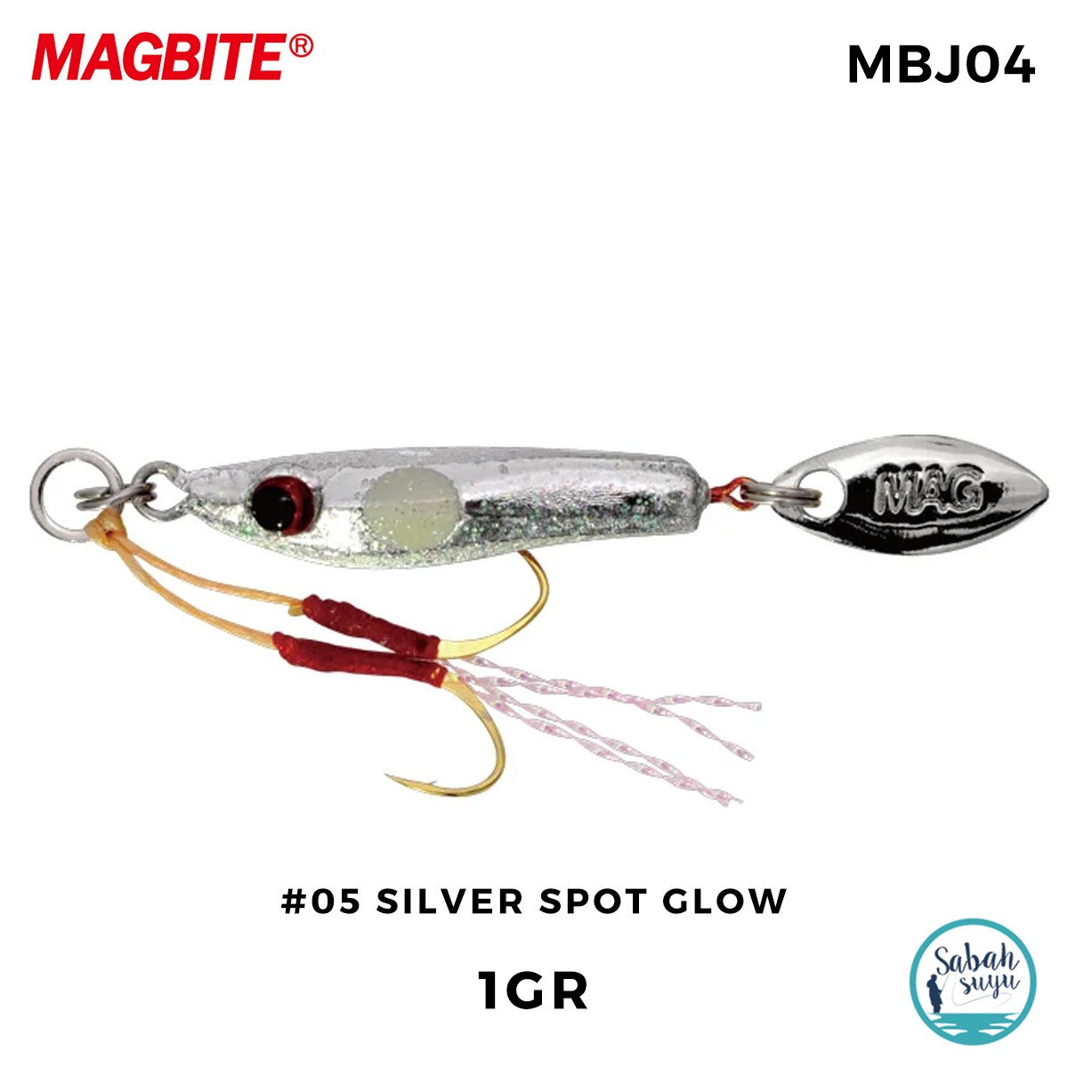 Magbite Chirimen Jig 1gr #05 Silver Spot Glow