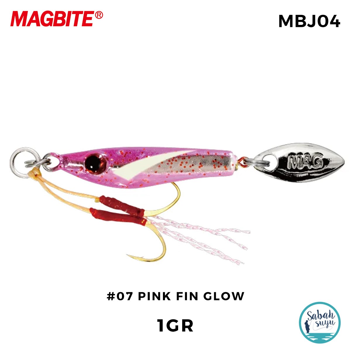 Magbite Chirimen Jig 1gr #07 Pink Fin Glow